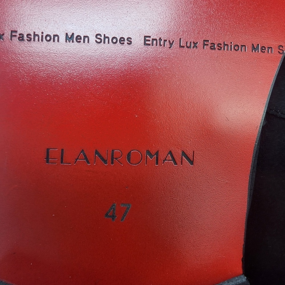Elanroman Black Studded Loafers Gold Spikes Red Sole Shoes Womens Size 13.5 NEW - Picture 12 of 13